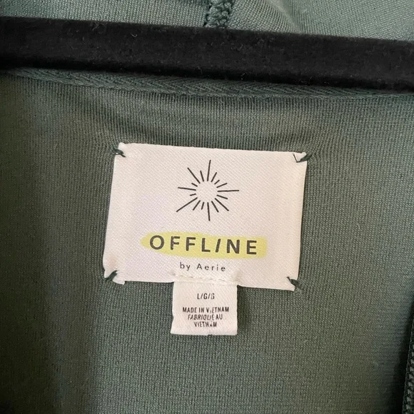 EUC Aerie Dark Green Velour Zipped Hoodie - Picture 5 of 6